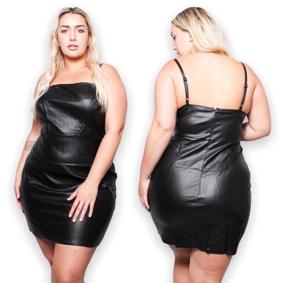 FOREVER 21+ Flawless | Faux Leather Lingerie Strap Bodycon Mini Dress - Picture 6 of 7